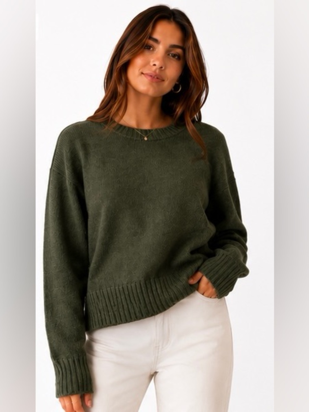 Banana Republic Olive Green Crew Neck Sweater